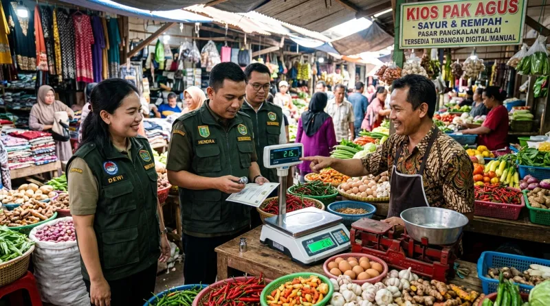 Pengawasan Tera Ulang Timbangan Pasar Tradisional Pangkalan Balai